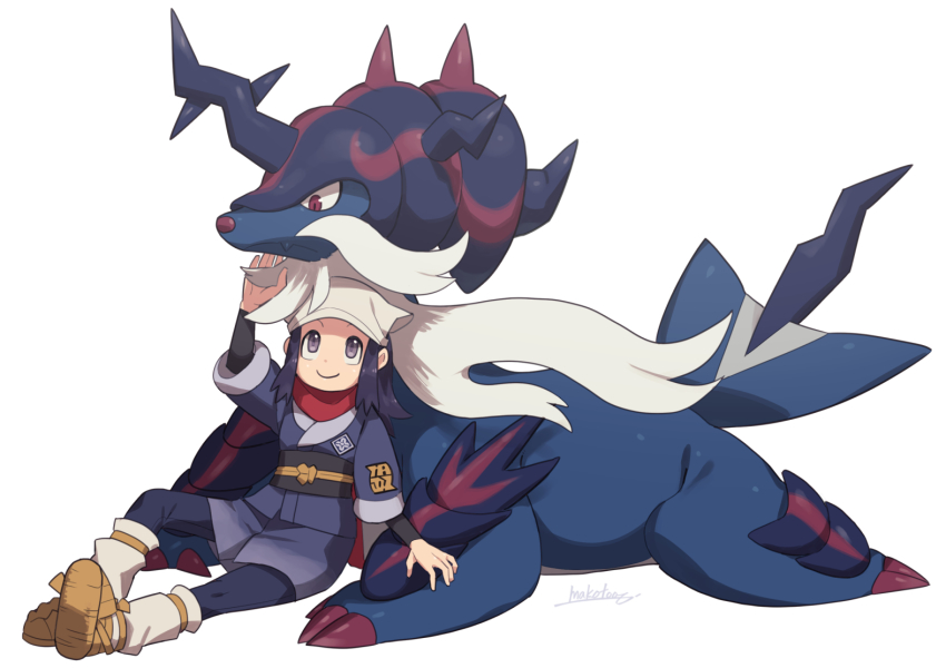 1girl, akari_(pokemon), arm_up, black_hair, black_pantyhose, black_sash, black_shirt, brown_footwear