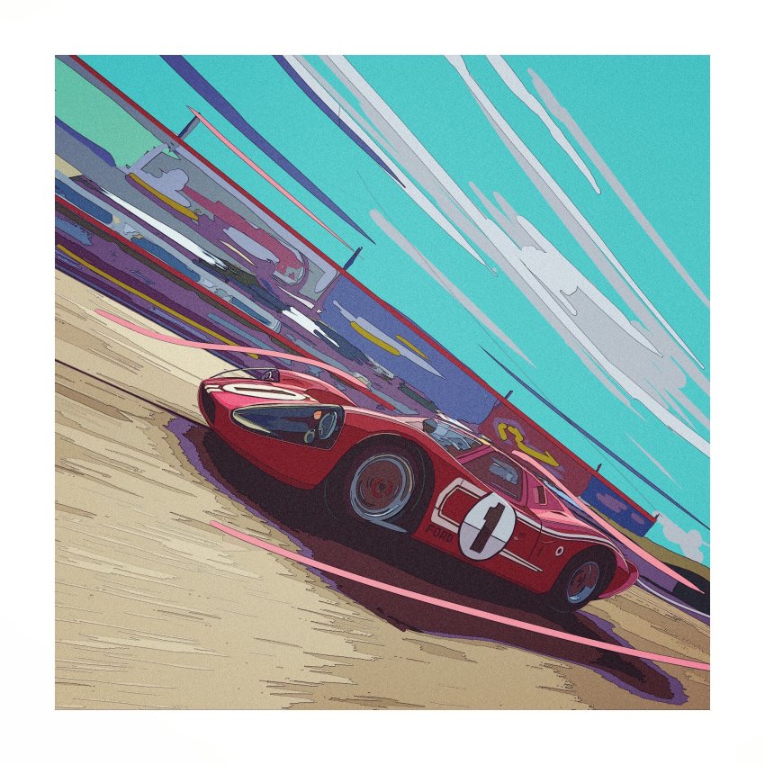 border, car, cloud, dora_(dr3032), ford, ford_gt, from_side, highres, motion_lines, motor_vehicle, no_humans, original, race_vehicle, racecar, sky, solo, sports_car, vehicle_focus, white_border