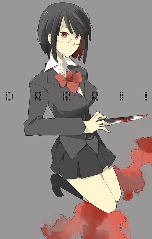 bad_id, bad_pixiv_id, black_hair, blood, bob_cut, durarara!!, glasses, school_uniform