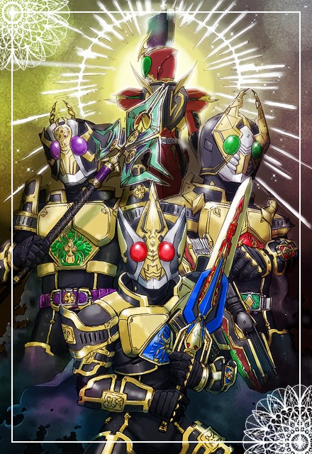 4boys, armor, gold_armor, holding, holding_sword, holding_weapon, kamen_rider, kamen_rider_blade