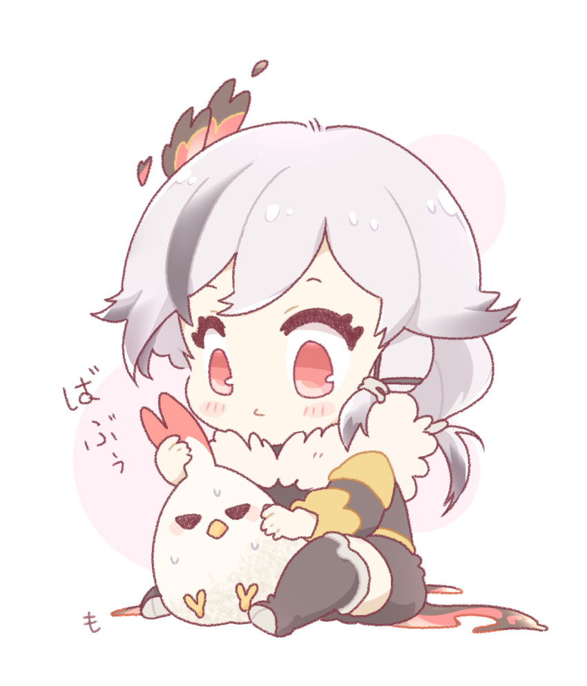 1girl, bird, black_boots, blush, boots, chibi, chicken, chinese_clothes