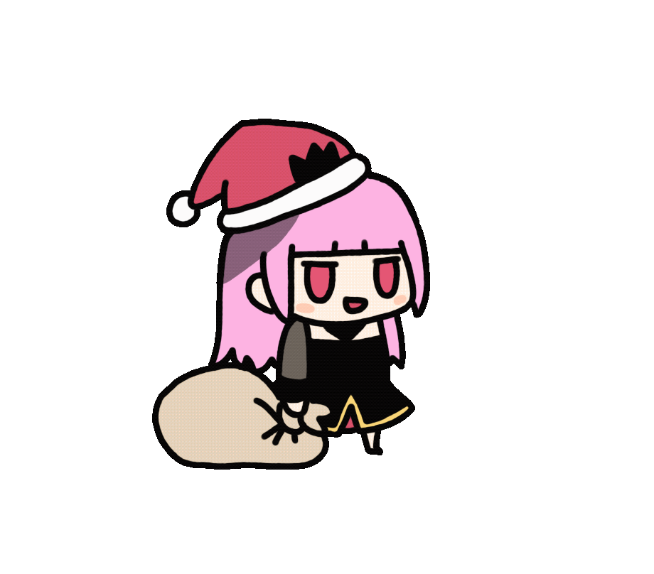 1girl, :d, animated, animated_gif, bag, black_dress, blunt_bangs, blush_stickers
