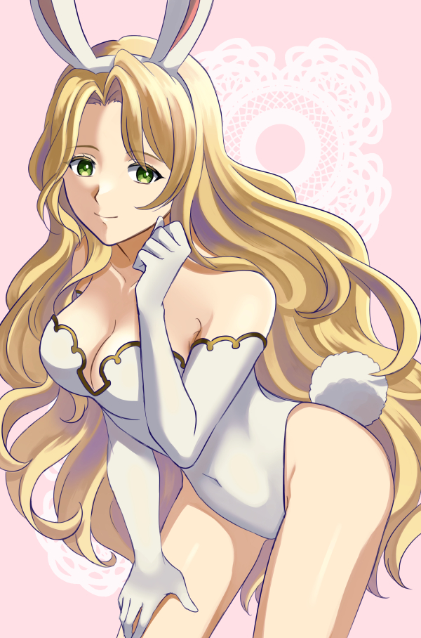 1girl, animal_ears, bad_id, bad_pixiv_id, bare_shoulders, blonde_hair, breasts, cleavage