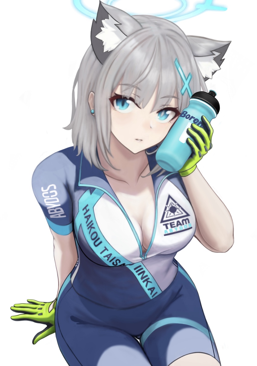 1girl, absurdres, animal_ear_fluff, animal_ears, bike_jersey, bike_shorts, blue_archive, blue_eyes