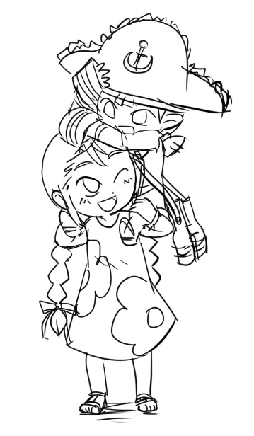 2girls, aryll, aryll_(cosplay), binoculars, cosplay, costume_switch, crossover, dress