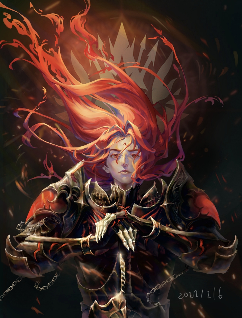 1boy, absurdres, angel, armor, black_armor, chinese_commentary, commentary_request, dated