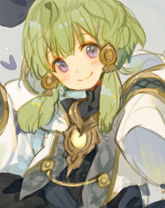 1girl, blush, cannae_le_fey, clothing_request, formal_clothes, green_hair, head_tilt, kuzuvine