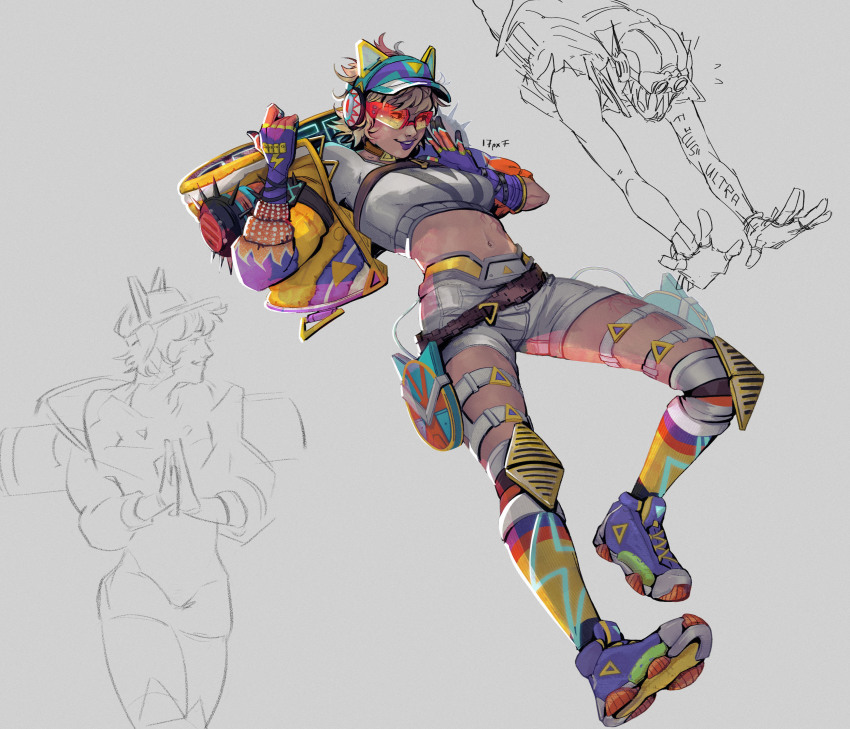 1boy, 1girl, absurdres, animal_ear_headphones, animal_ears, apex_legends, blonde_hair, breasts