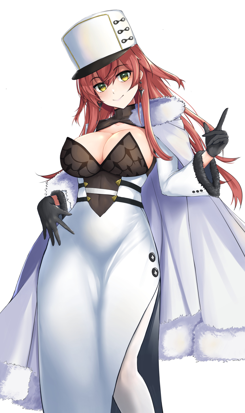 1girl, absurdres, azur_lane, black_gloves, breasts, cape, cleavage, gloves