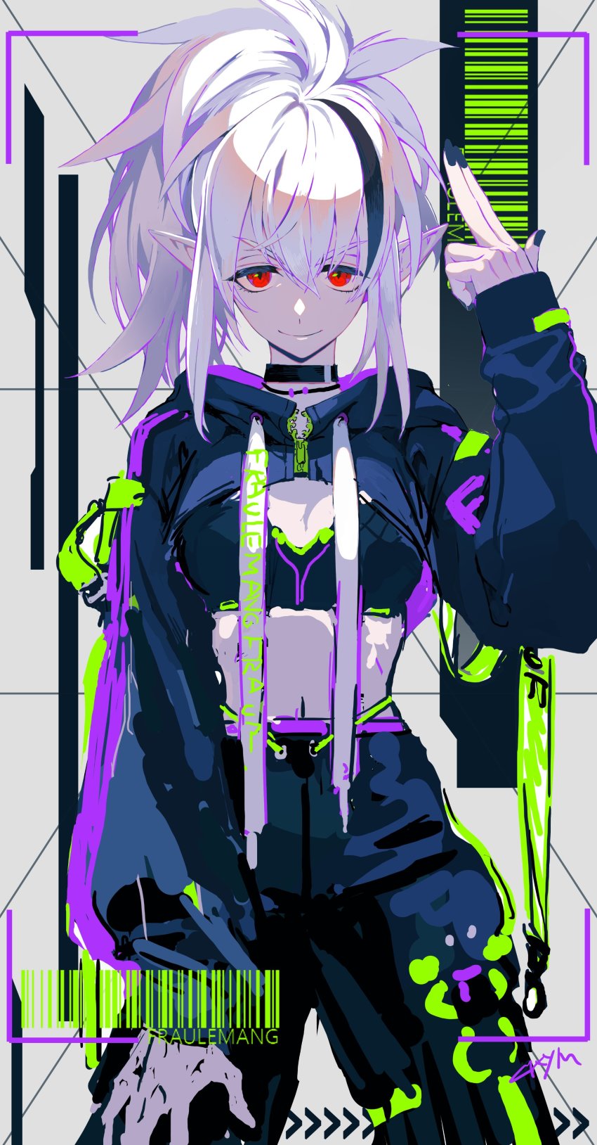 1girl, absurdres, astrid_remond, astrid_remond_(dark), black_hair, chkuyomi, elf, facing_viewer