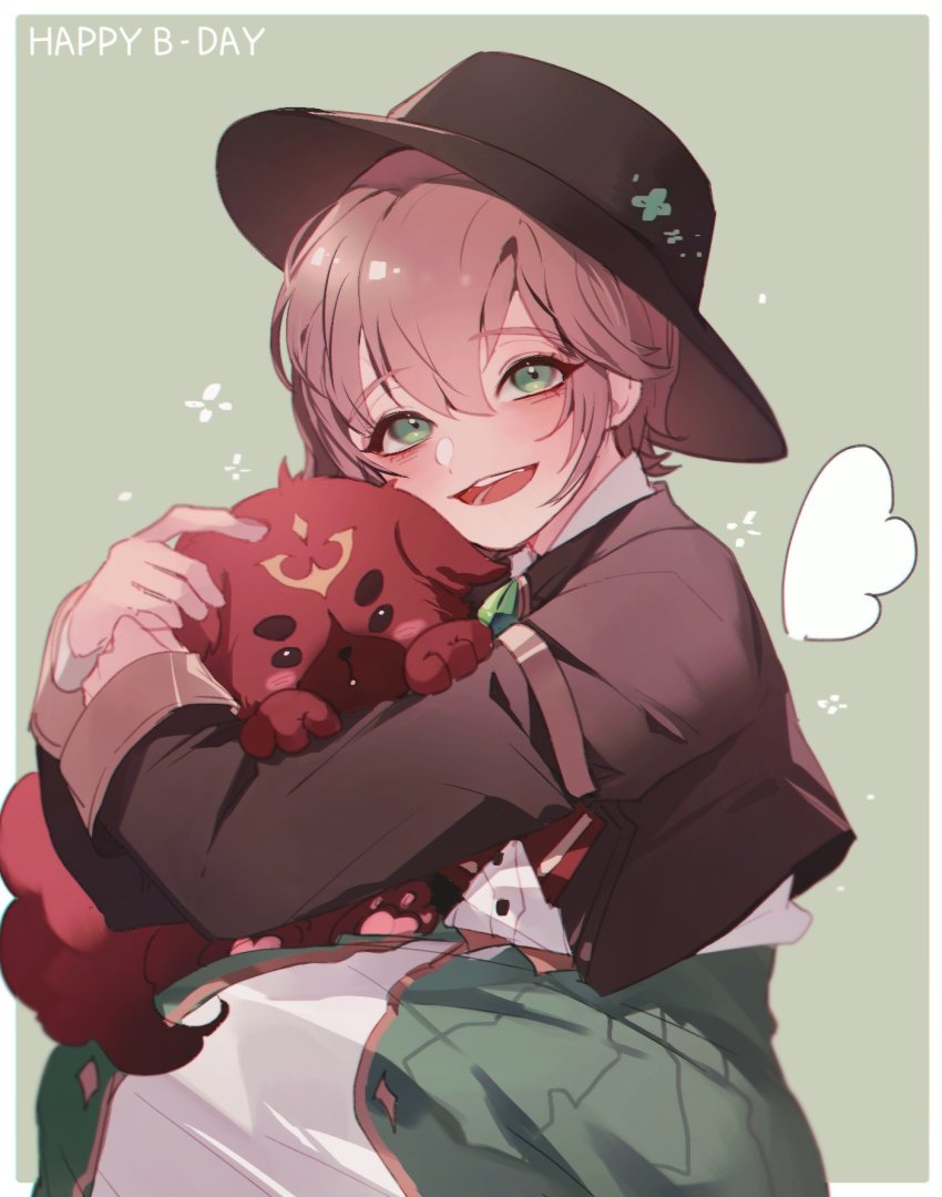 1girl, angel_wings, blush, brown_hair, dongbaegsi, dress, green_eyes, hat