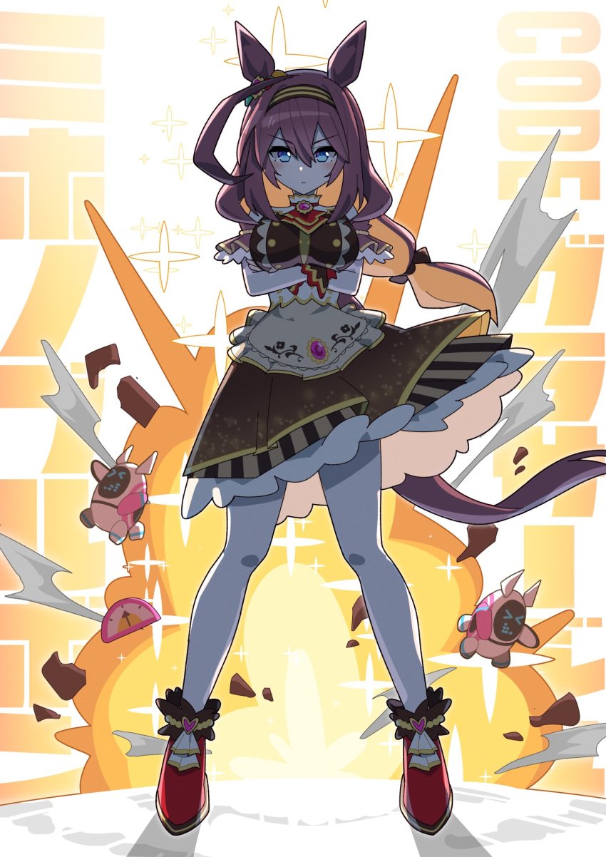 1girl, ahoge, backlighting, blue_eyes, breasts, brown_dress, brown_hair, crossed_arms