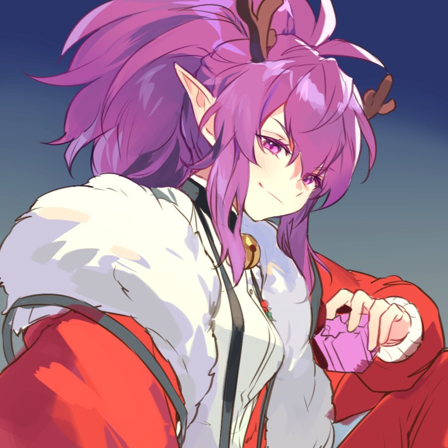 1girl, antlers, astrid_remond, astrid_remond_(earth), bell, christmas, elf, gift