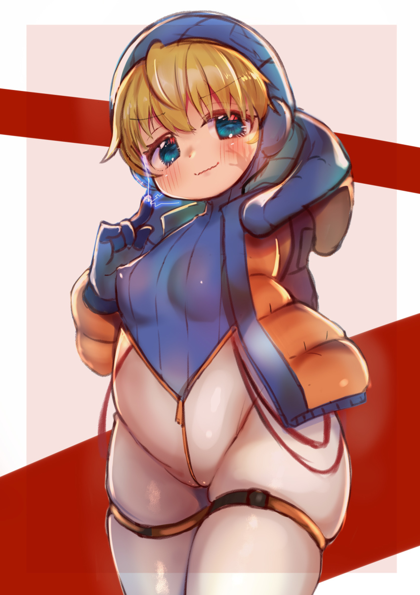 1girl, absurdres, animification, apex_legends, backpack, bag, blonde_hair, blue_eyes
