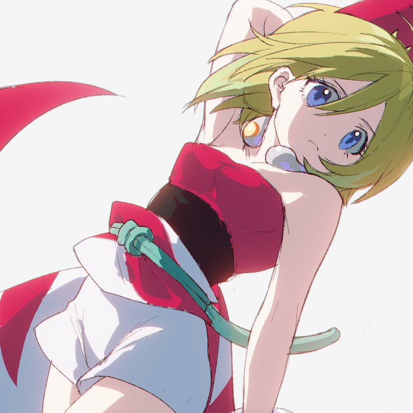 1girl, blonde_hair, blue_eyes, closed_mouth, commentary_request, cowboy_shot, eyelashes, hair_between_eyes