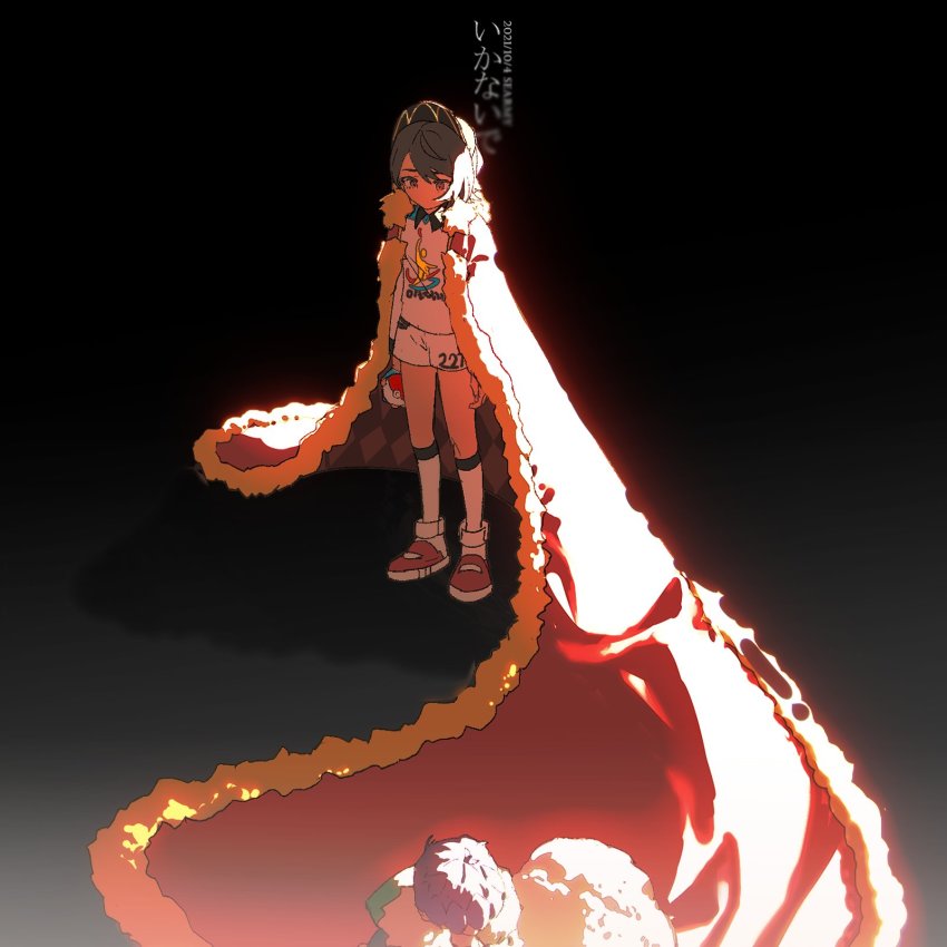 1boy, 1girl, arms_at_sides, baseball_cap, black_background, black_headwear, blurry, brown_hair