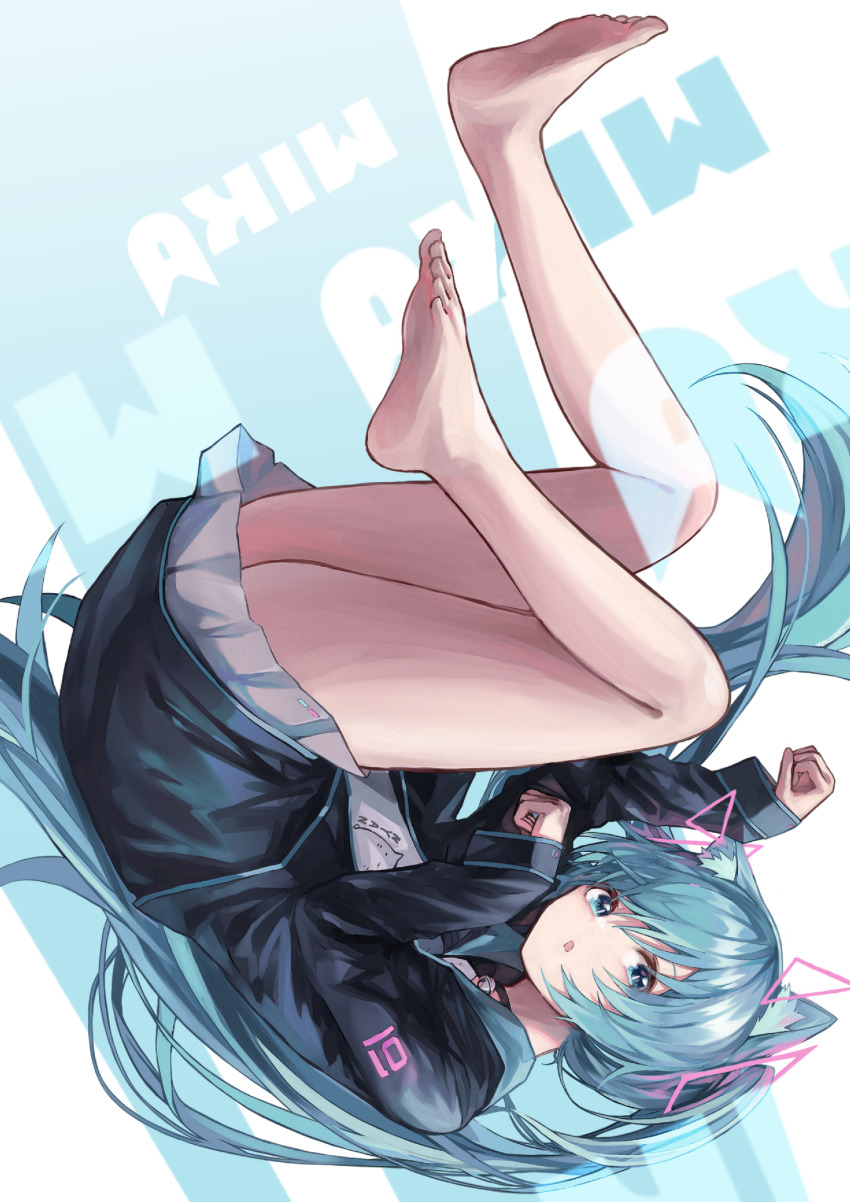 1girl, :o, absurdres, animal_ear_fluff, animal_ears, animal_print, aqua_eyes, aqua_hair