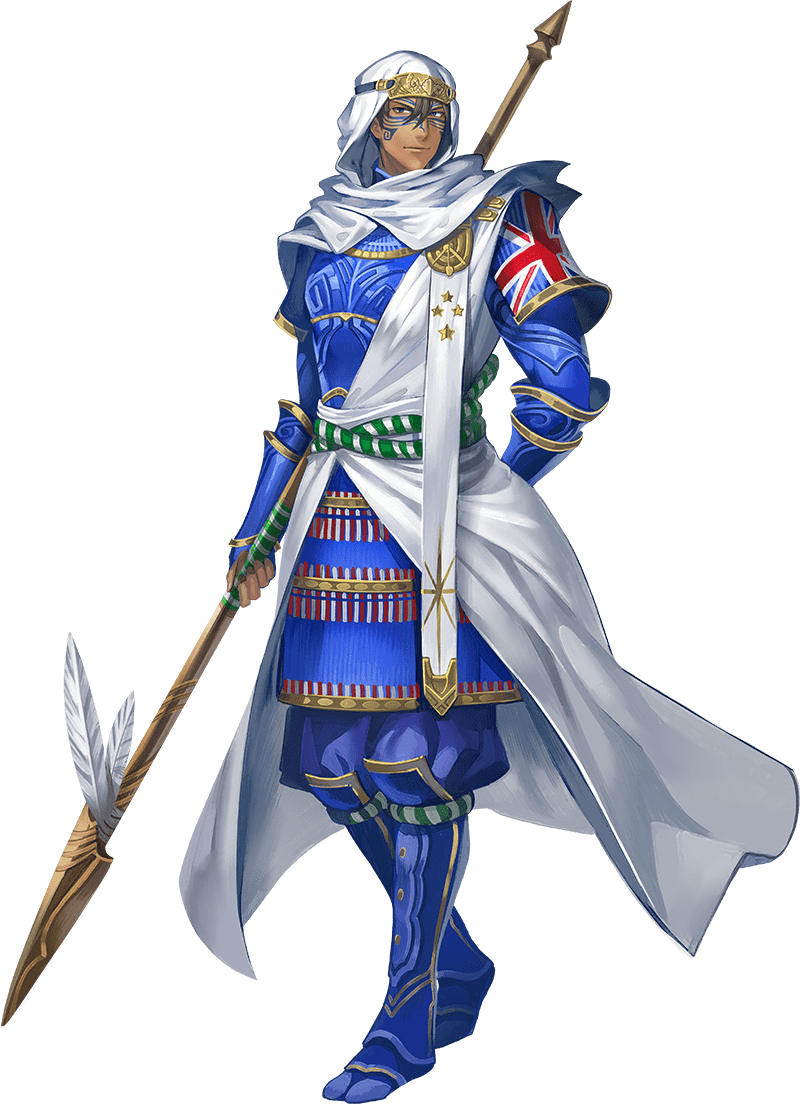 1boy, armor, artist_request, blue_armor, check_translation, dark_skin, facial_tattoo, grey_eyes