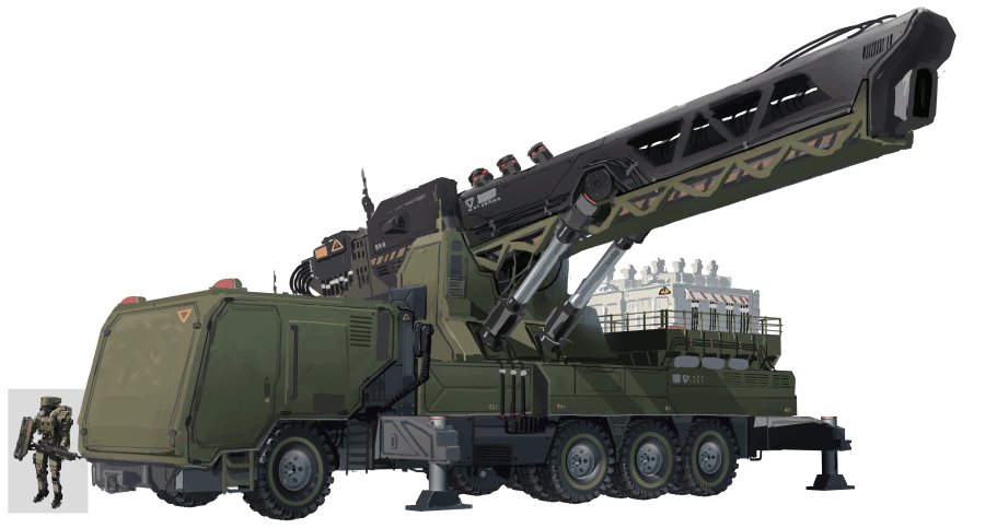 armored_vehicle, cannon, check_commentary, commentary_request, cyclops_(girls'_frontline), girls'_frontline, gun, humanoid_robot, kcco_(girls'_frontline), magnetic_weapon, military, military_truck, military_vehicle, motor_vehicle, no_humans, non-humanoid_robot, prototype_design, railgun, robot, simple_background, size_comparison, tank, truck, typhon_(girls'_frontline), vehicle_focus, waterkuma, weapon, wheel, white_background