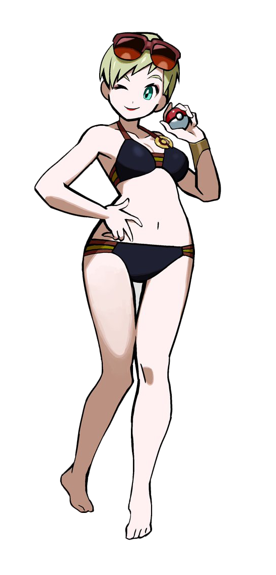 1girl, barefoot, belly, bikini, black_bikini, blonde_hair, blue_eyes, breasts