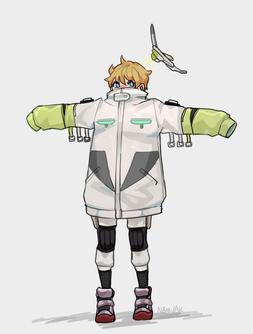 1girl, animification, apex_legends, artist_name, blue_eyes, blush, bodysuit, borrowed_clothes