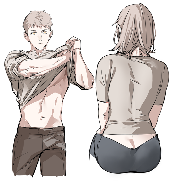 1boy, 1girl, ass, bad_id, bad_twitter_id, brother_and_sister, cropped_legs, dungeon_meshi