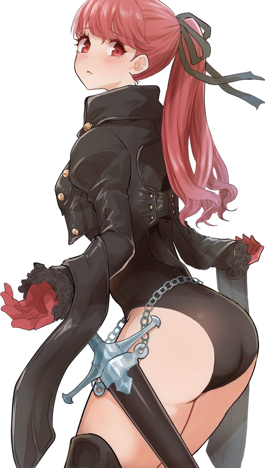 ass, blush, butt_crack, from_behind, from_side, gluteal_fold, half_updo, highres