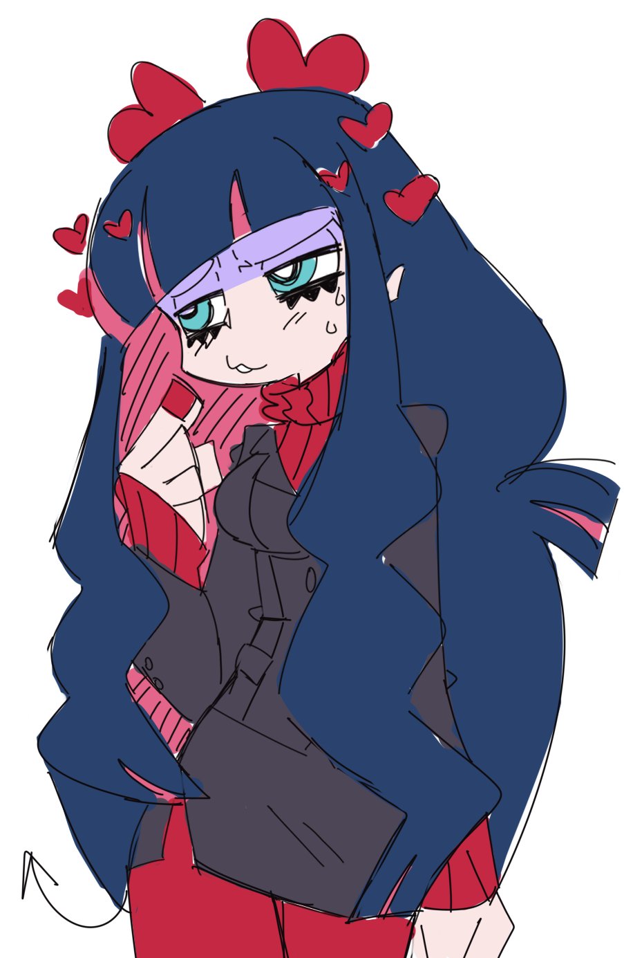 1girl, blue_eyes, blue_hair, cosplay, formal_clothes, heart, helltaker, highres