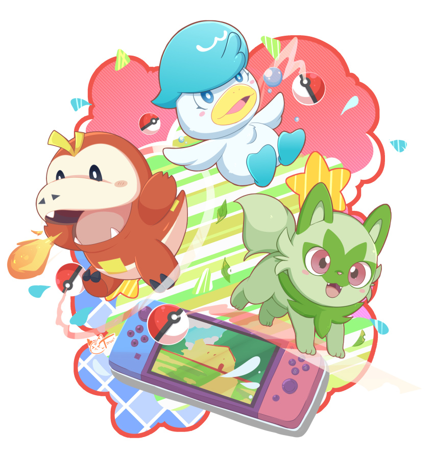 :d, absurdres, black_eyes, blush_stickers, breath_weapon, breathing_fire, bright_pupils, bubble