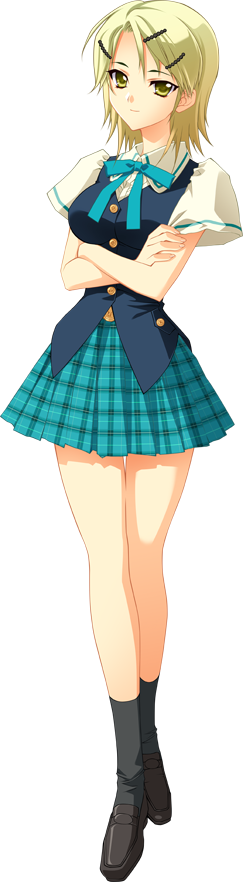 1girl, black_legwear, blonde_hair, carnelian, crossed_arms, female_focus, full_body, hair_ornament