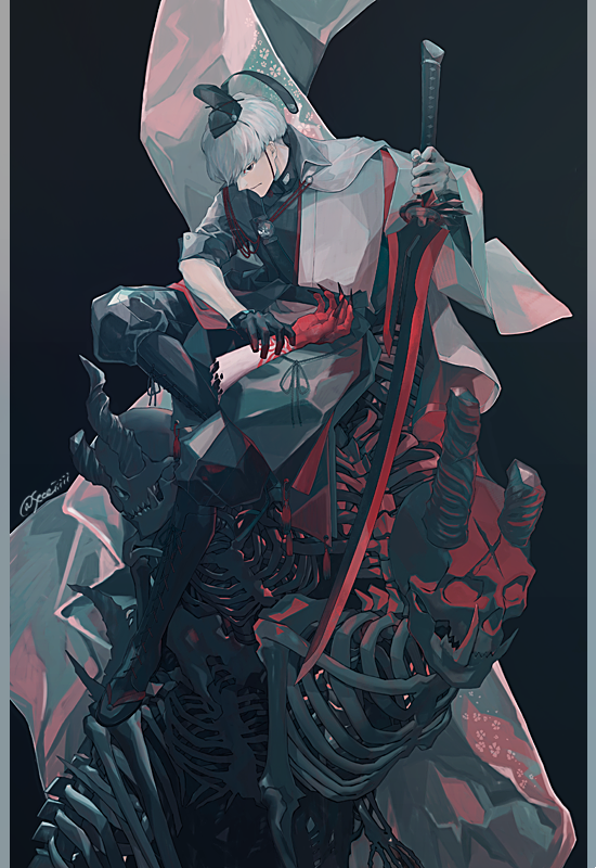 1boy, bowl_cut, closed_mouth, commentary_request, facial_mark, fate/grand_order, fate_(series), gloves