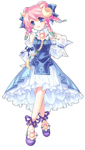 10s, bad_id, bad_pixiv_id, blue_eyes, cross, dress, flower, horns