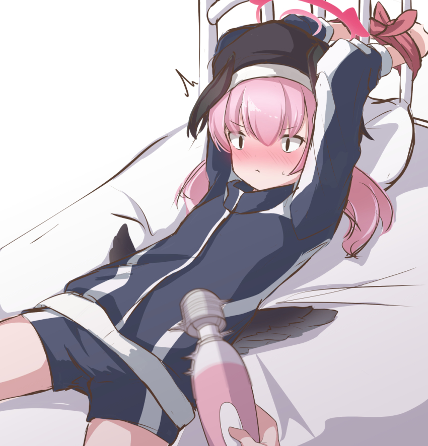 1girl, 1other, ^^^, arms_up, beret, black_headwear, black_jacket, black_shorts