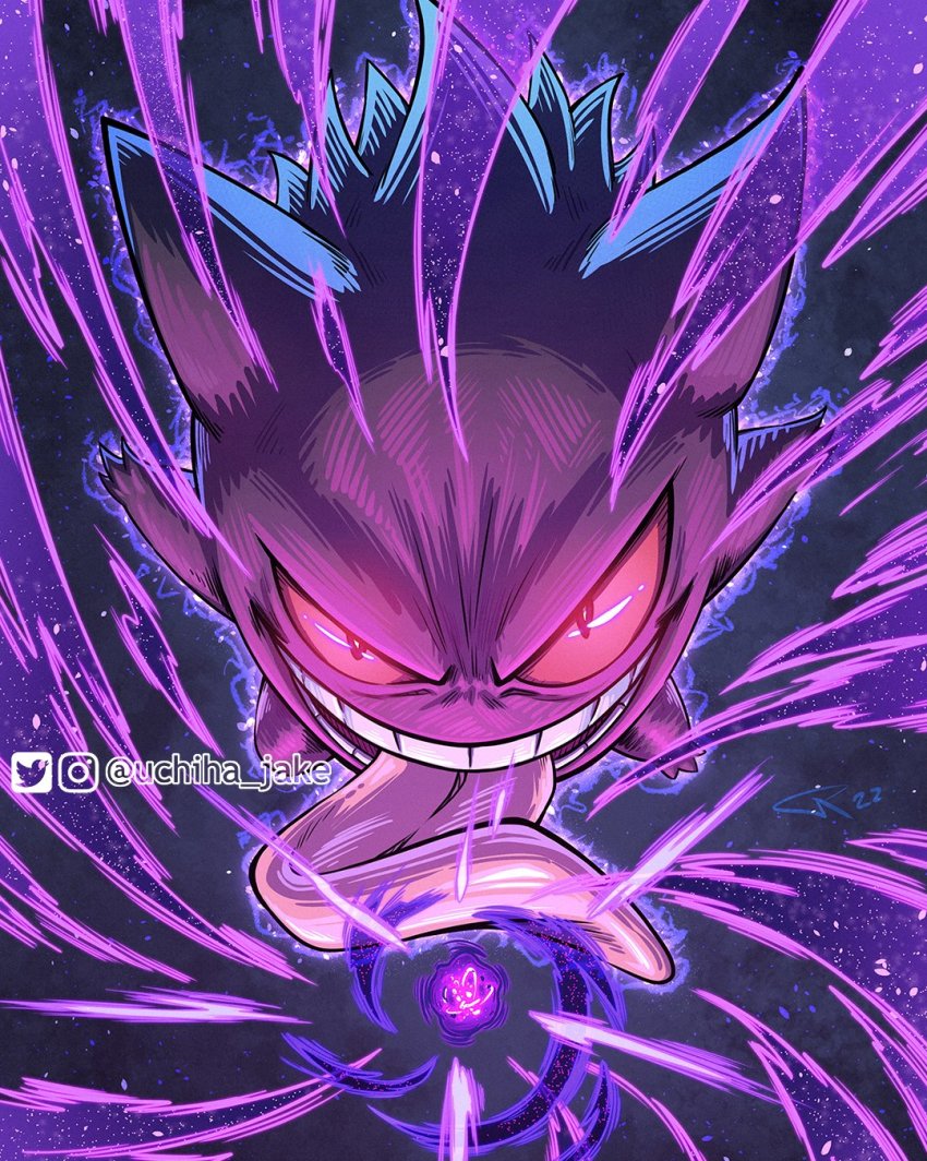 commentary, english_commentary, gen_1_pokemon, gengar, highres, looking_at_viewer, nintendo, no_humans