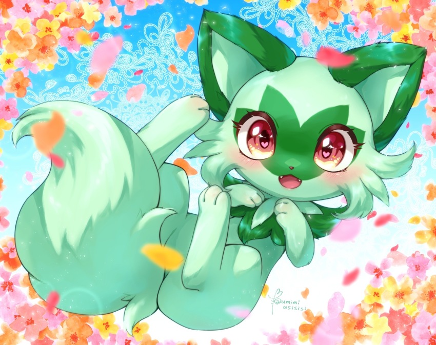 :d, aije, animal_focus, blush, commentary_request, fangs, full_body, heart