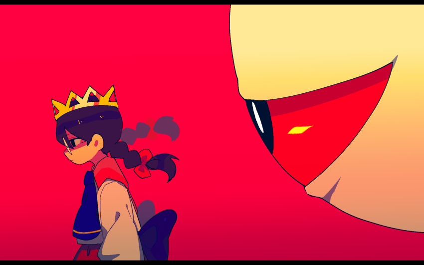 1girl, back_bow, black_eyes, blue_bow, blue_neckerchief, bow, braid, bright_pupils