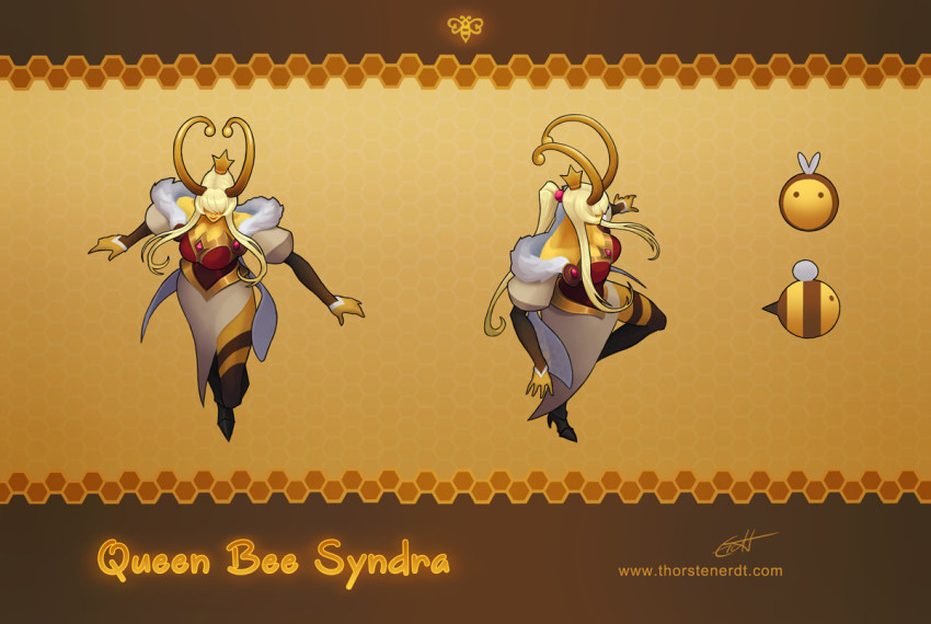 1girl, alternate_costume, animal, artist_name, bare_shoulders, bee, black_skin, blonde_hair