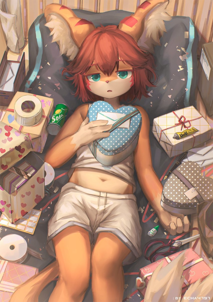 animal_ear_fluff, aqua_eyes, box, brand_name_imitation, can, child, drink_can, duct_tape