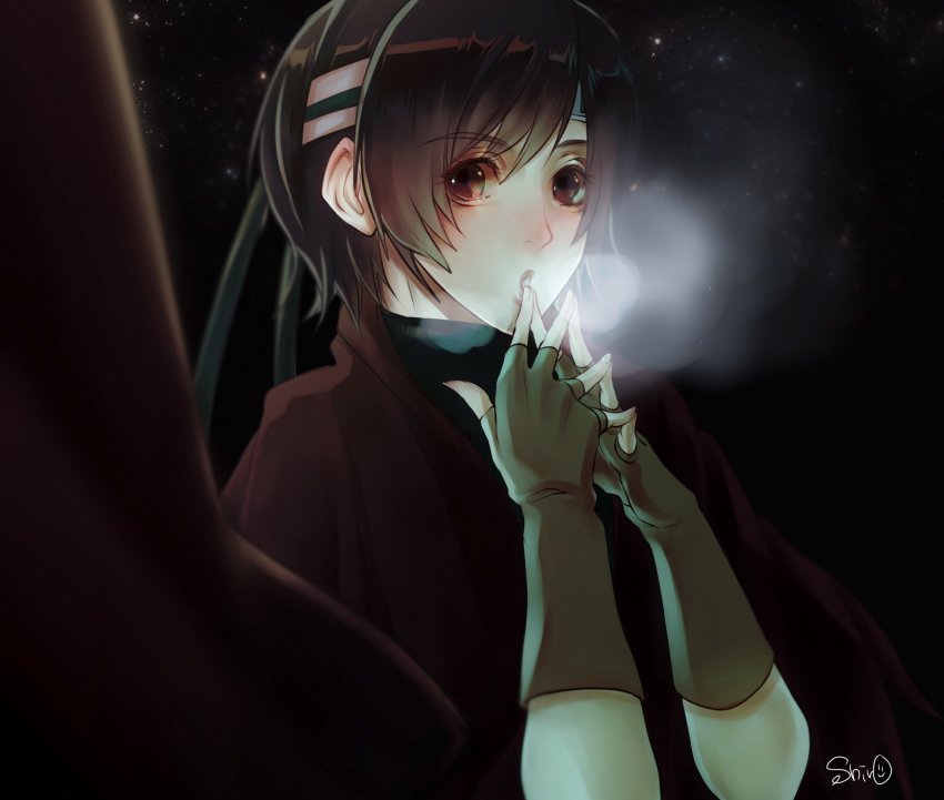 1girl, blush, breath, brown_eyes, brown_hair, cloak, final_fantasy, final_fantasy_vii