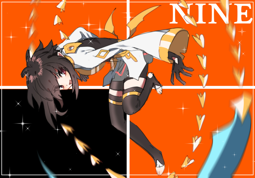 1boy, black_background, black_hair, black_legwear, full_body, highres, jacket, koyashaka