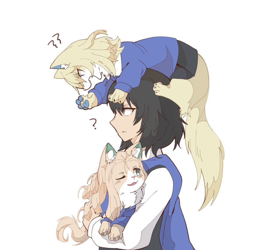 ?, andou_(girls_und_panzer), animal, animal_on_head, animalization, bc_freedom_school_uniform, black_dress, black_eyes