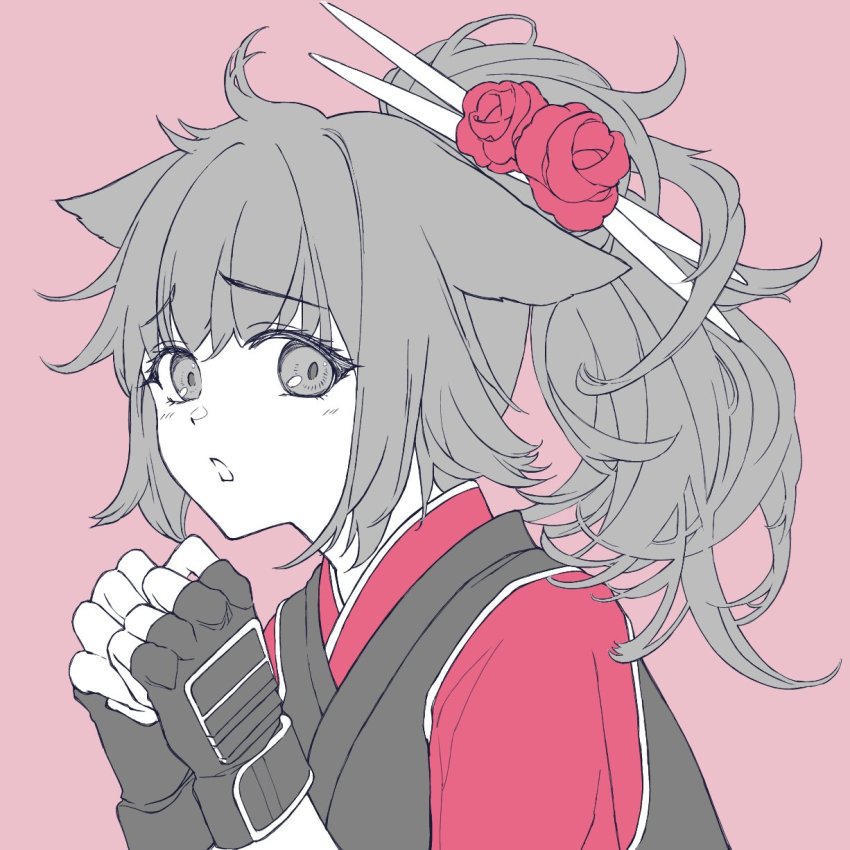 1girl, animal_ears, arknights, black_gloves, black_shirt, bonjirix, cat_ears, fingerless_gloves