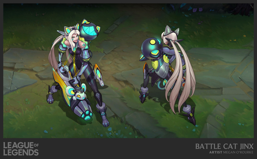 1girl, animal_ears, artist_name, battle_cat_jinx, black_leotard, blonde_hair, cat_ears, character_name