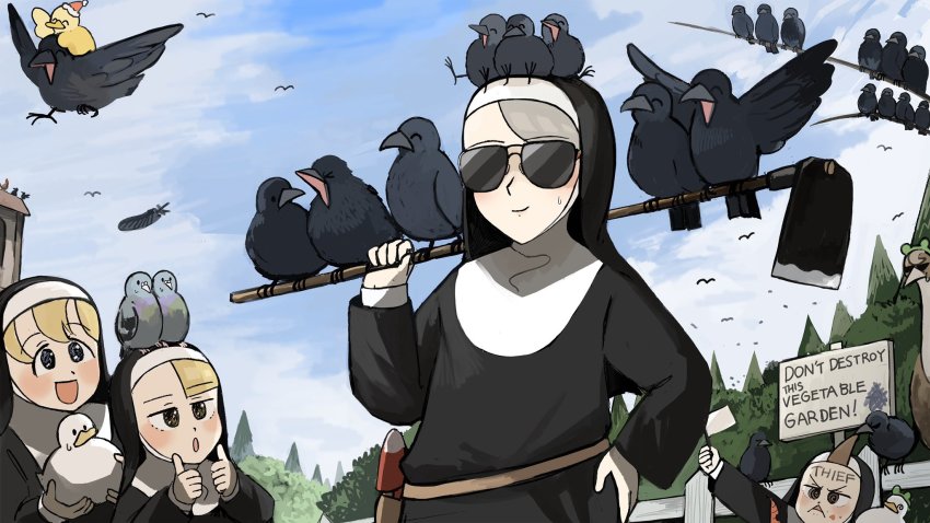 4girls, :d, :o, @_@, ^_^, animal, animal_on_head, baby_animal