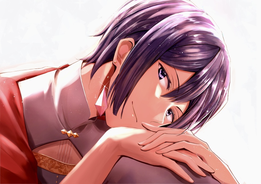 1boy, absurdres, blue_eyes, coconoe_(kazura_kuju), earrings, highres, jewelry, looking_at_viewer