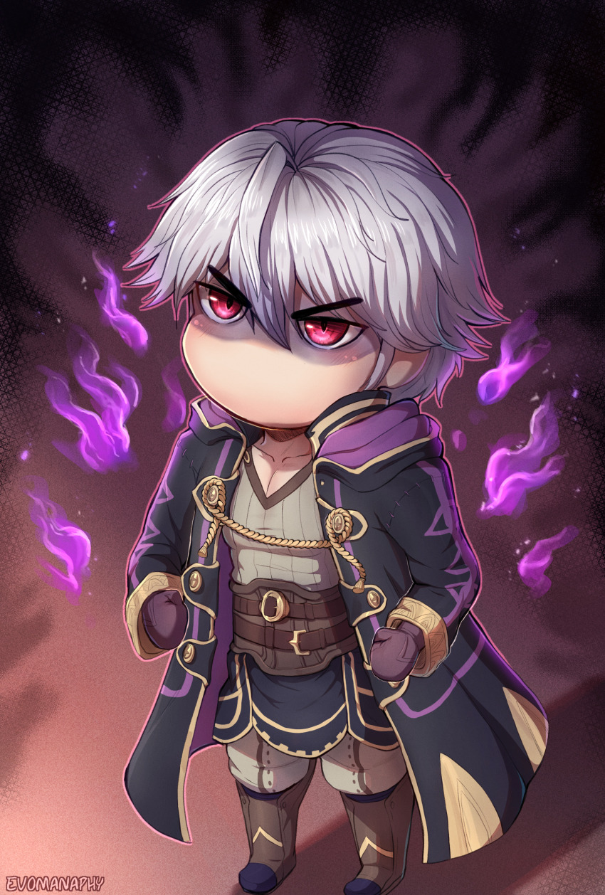 absurdres, boots, chibi, cloak, evomanaphy, fire, fire_emblem, fire_emblem_heroes