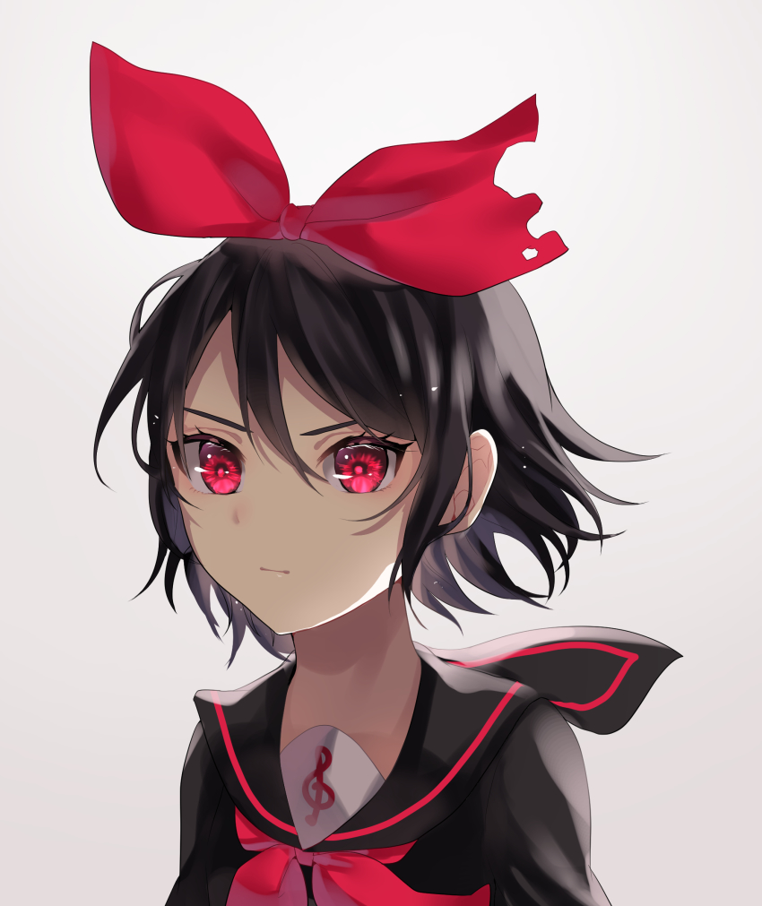 1girl, alternate_color, alternate_eye_color, alternate_hair_color, aryuma772, black_hair, black_sailor_collar, black_serafuku