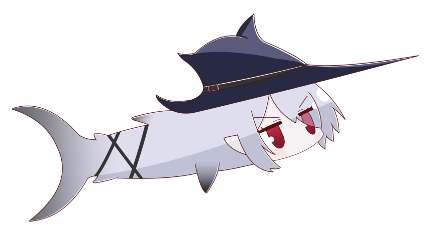 1girl, arknights, chibi, fish, gladiia_(arknights), hat, highres, naga_u_(style)