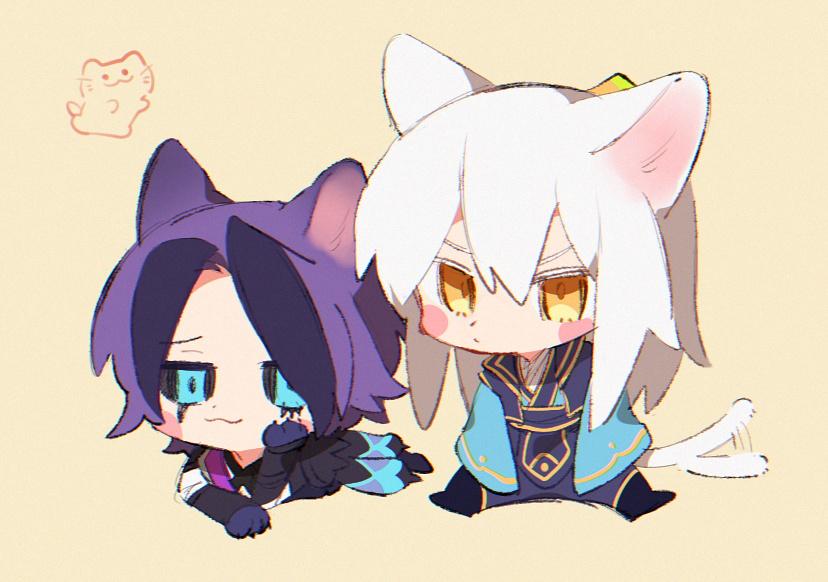 34_lol7, animal_ears, blue_eyes, cat, cat_ears, enduring_sword_talon, league_of_legends, purple_hair