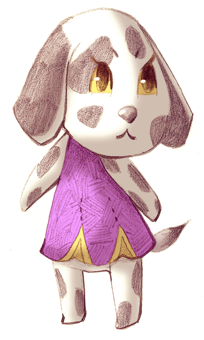 animal_crossing, dog, miguel_crossing, nintendo, portia_(animal_crossing), standing, white_background